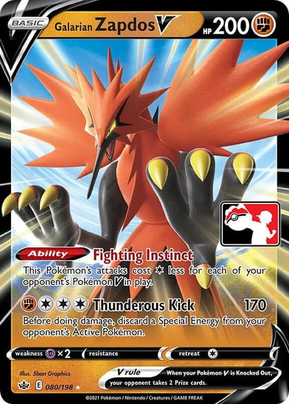 Galarian Zapdos V - 080/198, Prize Pack Series Cards 080/198