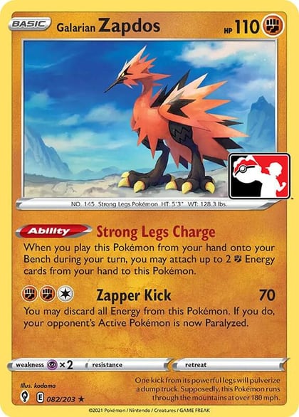 Galarian Zapdos - 082/203, Prize Pack Series Cards 082/203