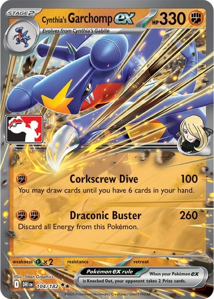 Cynthia's Garchomp ex - 104/182, Prize Pack Series Cards 104/182