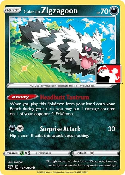 Galarian Zigzagoon - 117/202, Prize Pack Series Cards 117/202