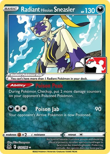 Radiant Hisuian Sneasler - 123/196, Prize Pack Series Cards 123/196