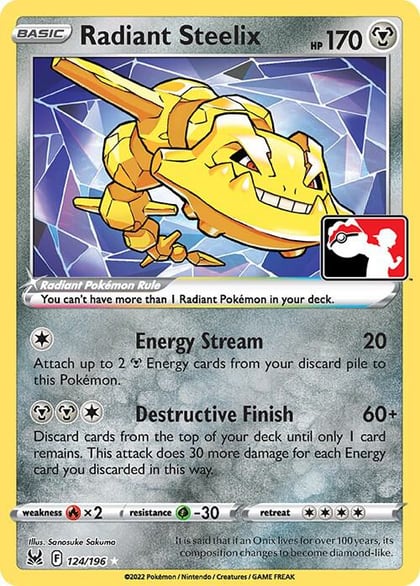 Radiant Steelix - 124/196, Prize Pack Series Cards 124/196