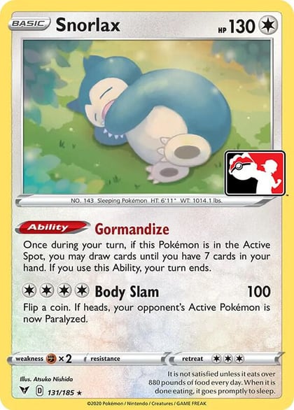 Snorlax - 131/185, Prize Pack Series Cards 131/185
