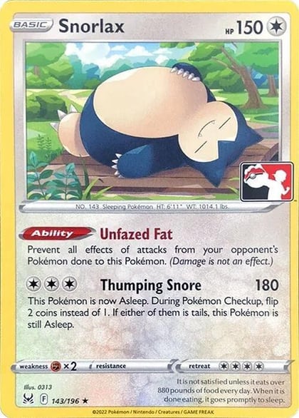 Snorlax - 143/196, Prize Pack Series Cards 143/196