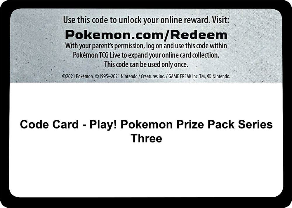 Code Card - Play! Pokemon Prize Pack Series Three, Prize Pack Series Cards P516528