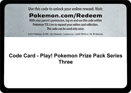 Code Card - Play! Pokemon Prize Pack Series Three, Prize Pack Series Cards P516528