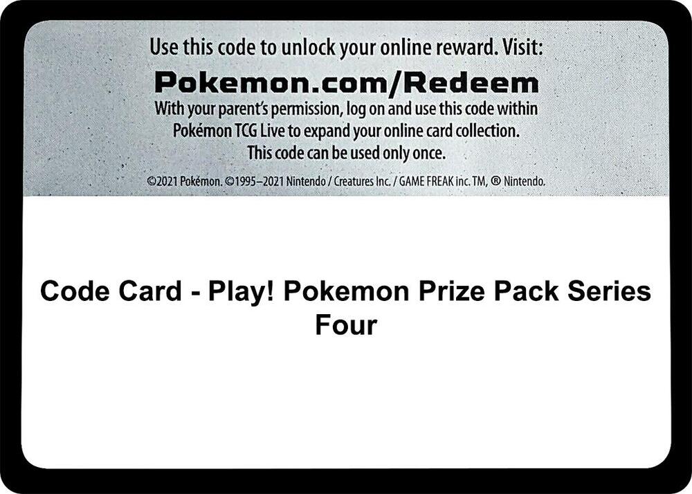 Code Card - Play! Pokemon Prize Pack Series Four, Prize Pack Series Cards P556446