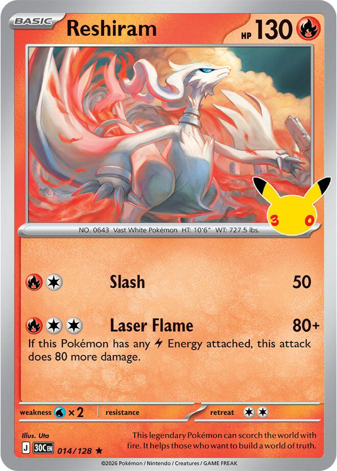 Reshiram, ME: 30th Celebration 014/128