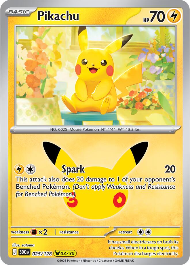 Pikachu - 025/128, ME: 30th Celebration 025/128