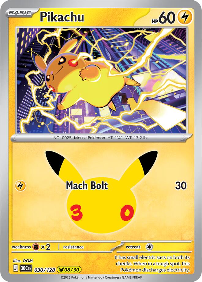Pikachu - 030/128, ME: 30th Celebration 030/128