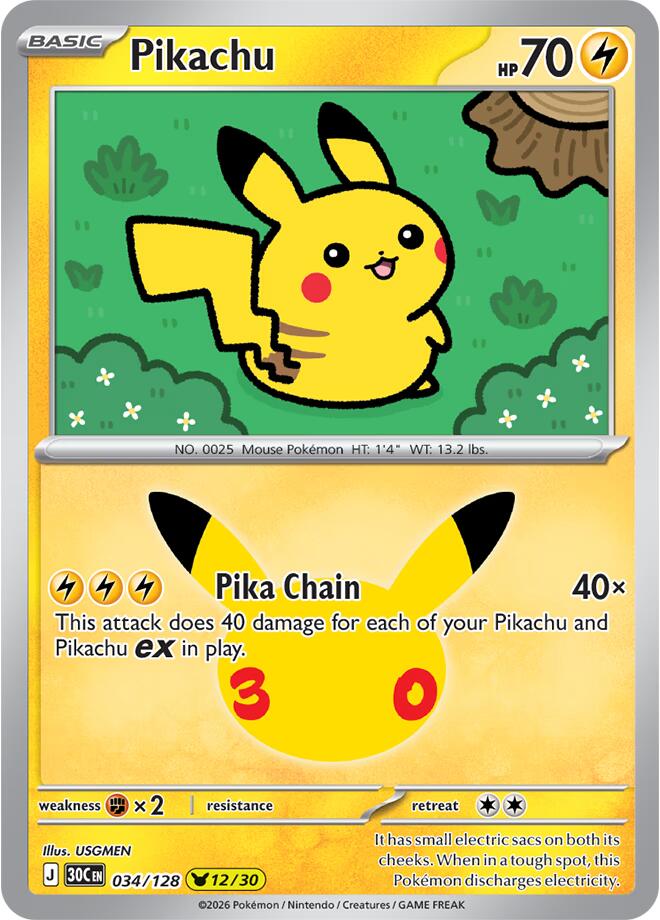 Pikachu - 034/128, ME: 30th Celebration 034/128