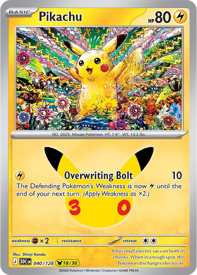 Pikachu - 040/128, ME: 30th Celebration 040/128
