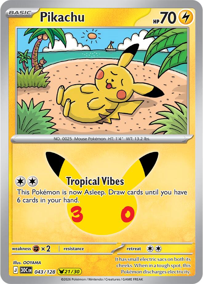 Pikachu - 043/128, ME: 30th Celebration 043/128