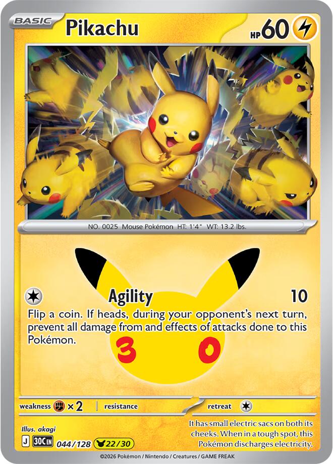 Pikachu - 044/128, ME: 30th Celebration 044/128