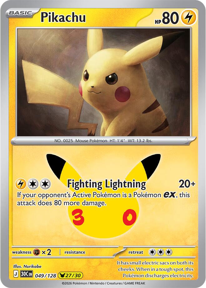 Pikachu - 049/128, ME: 30th Celebration 049/128