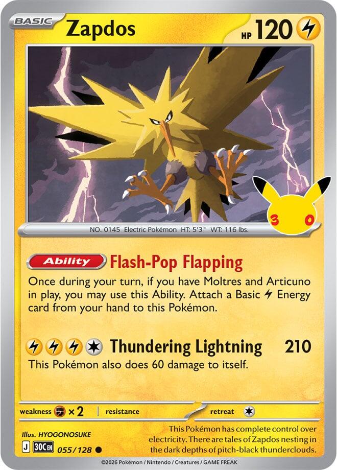 Zapdos - 055/128, ME: 30th Celebration 055/128