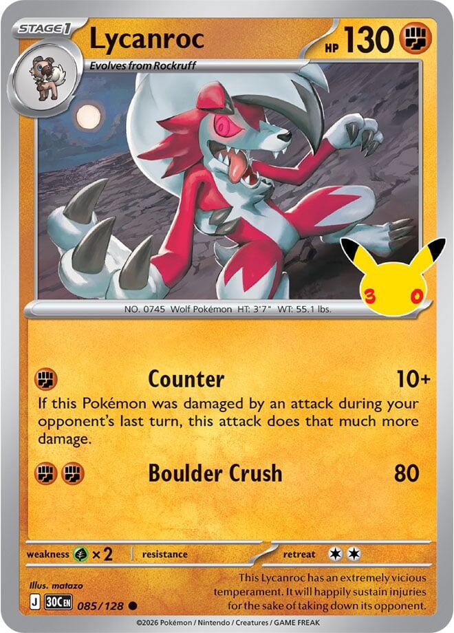 Lycanroc - 085/128, ME: 30th Celebration 085/128