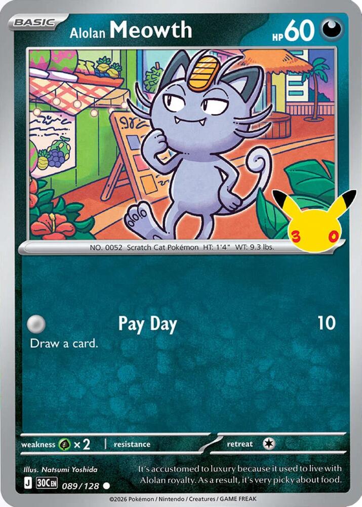 Alolan Meowth - 089/128, ME: 30th Celebration 089/128