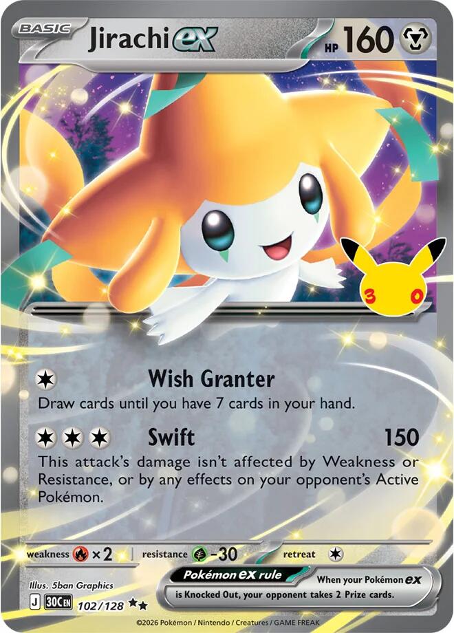 Jirachi ex - 102/128, ME: 30th Celebration 102/128