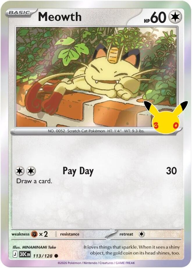 Meowth - 113/128, ME: 30th Celebration 113/128