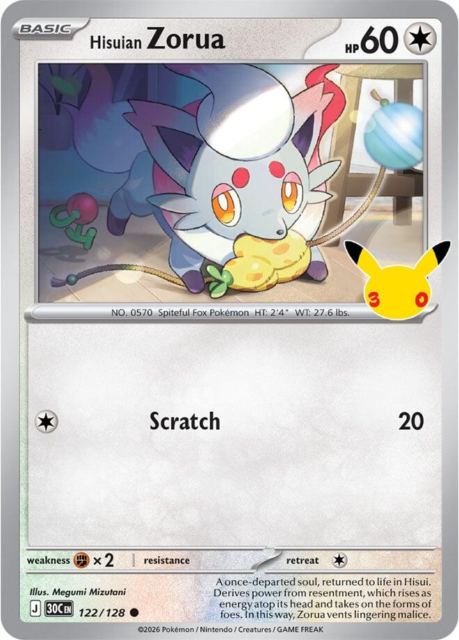Hisuian Zorua - 122/128, ME: 30th Celebration 122/128