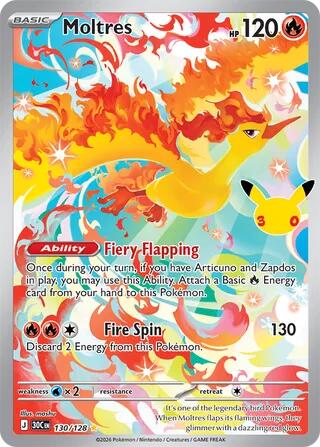 Moltres - 130/128, ME: 30th Celebration 130/128