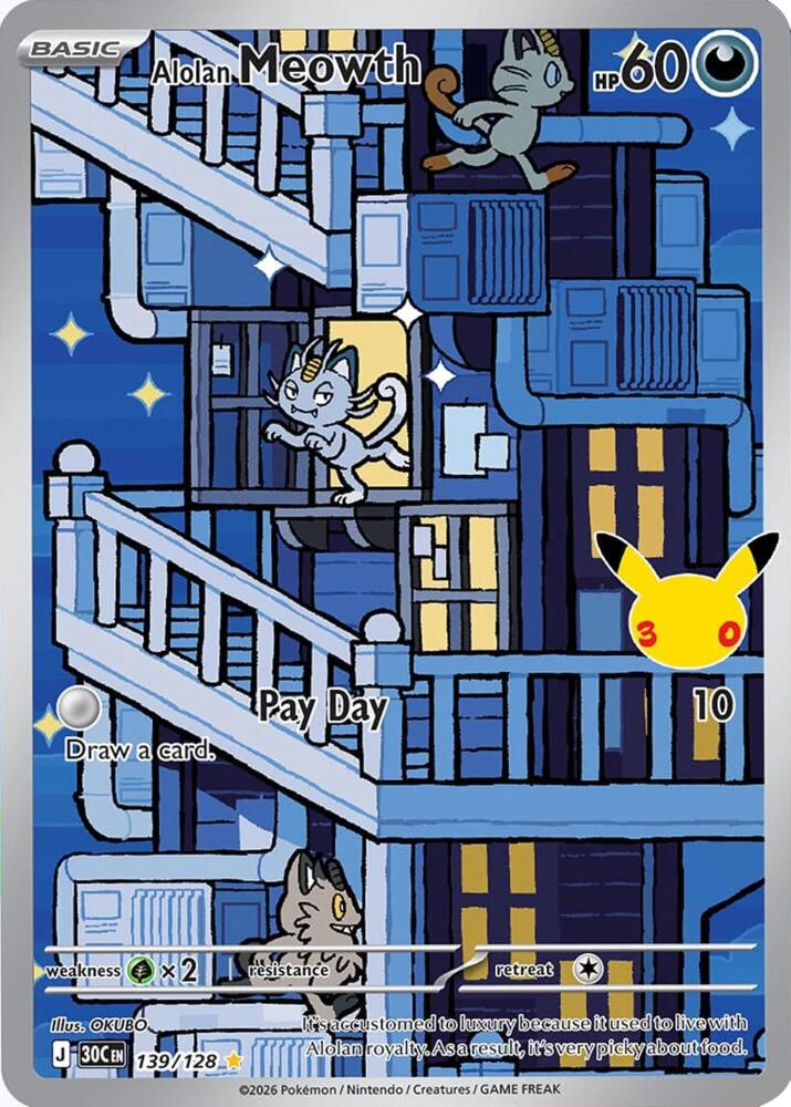 Alolan Meowth - 139/128, ME: 30th Celebration 139/128