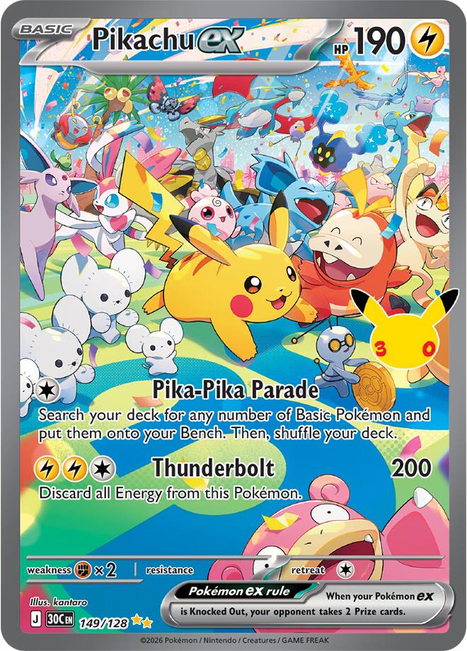 Pikachu ex - 149/128, ME: 30th Celebration 149/128