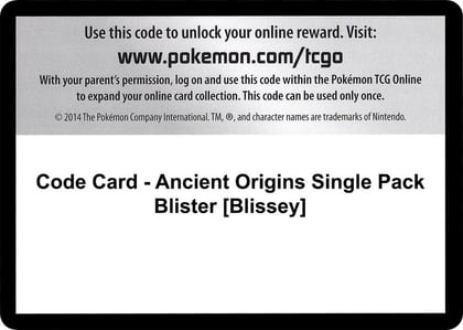 Code Card - Ancient Origins Single Pack Blister [Blissey], XY - Ancient Origins P280308