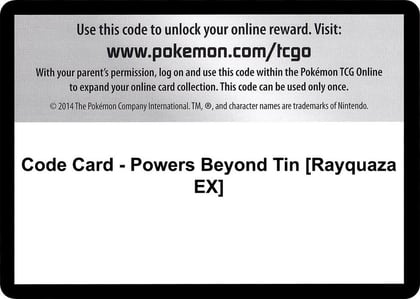 Code Card - Powers Beyond Tin [Rayquaza EX], XY - Ancient Origins P280315