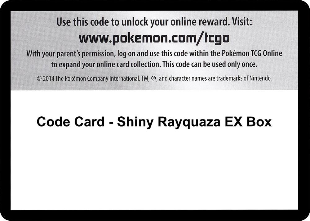 Code Card - Shiny Rayquaza EX Box, XY - Ancient Origins P280316