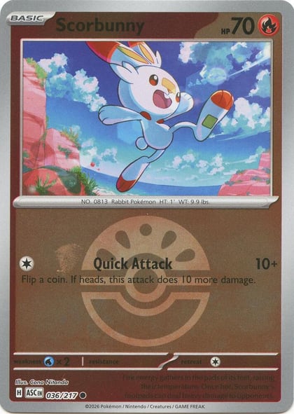 Scorbunny - 036/217 (Friend Ball), ME: Ascended Heroes 036/217