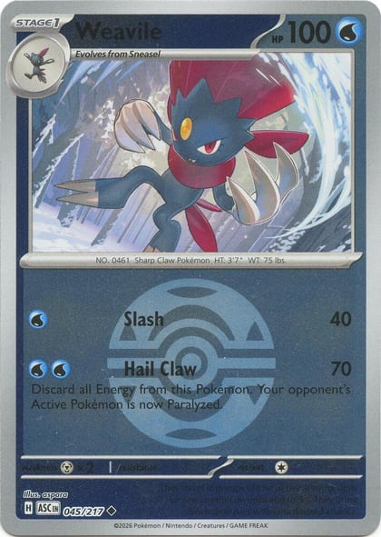 Weavile - 045/217 (Dusk Ball), ME: Ascended Heroes 045/217