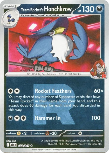 Team Rocket's Honchkrow (Team Rocket), ME: Ascended Heroes 127/217