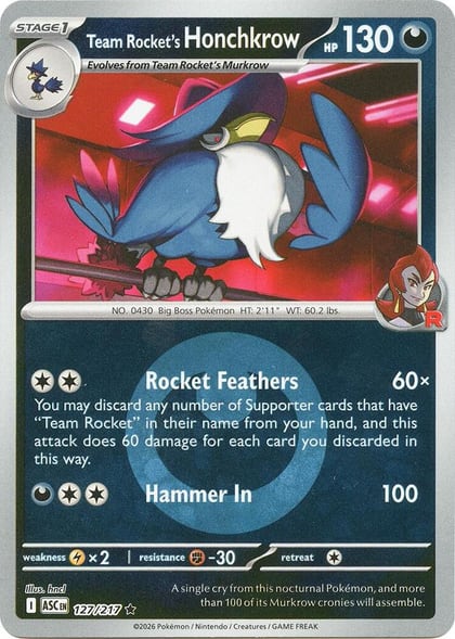 Team Rocket's Honchkrow (Energy Symbol Pattern), ME: Ascended Heroes 127/217