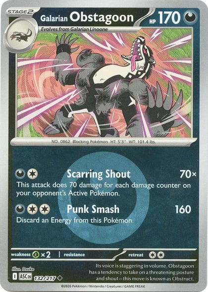 Galarian Obstagoon - 132/217 (Energy Symbol Pattern), ME: Ascended Heroes 132/217