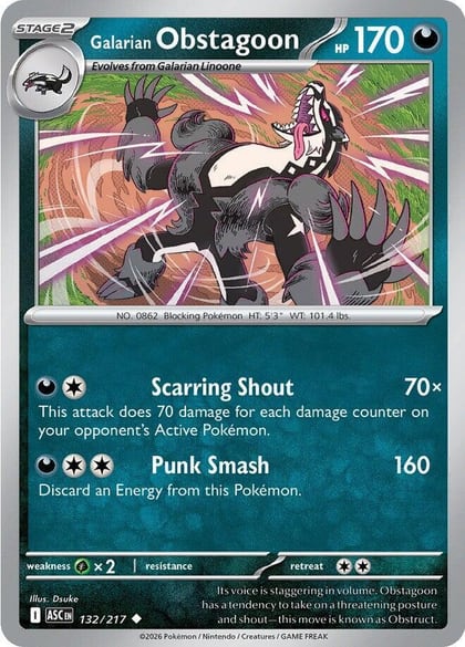 Galarian Obstagoon - 132/217, ME: Ascended Heroes 132/217