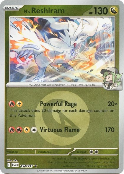 N's Reshiram (Energy Symbol Pattern), ME: Ascended Heroes 154/217