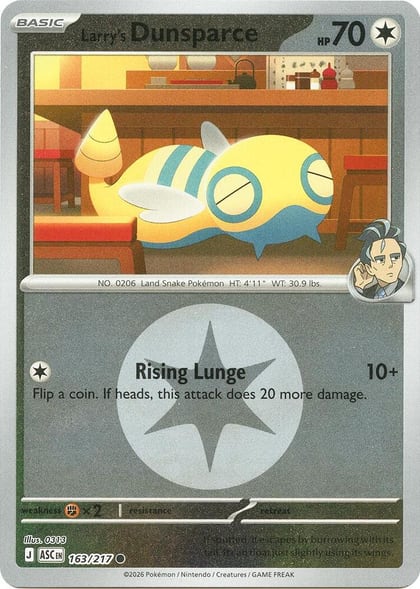 Larry's Dunsparce (Energy Symbol Pattern), ME: Ascended Heroes 163/217