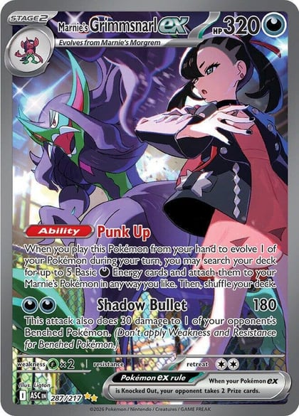 Marnie's Grimmsnarl ex, ME: Ascended Heroes 287/217