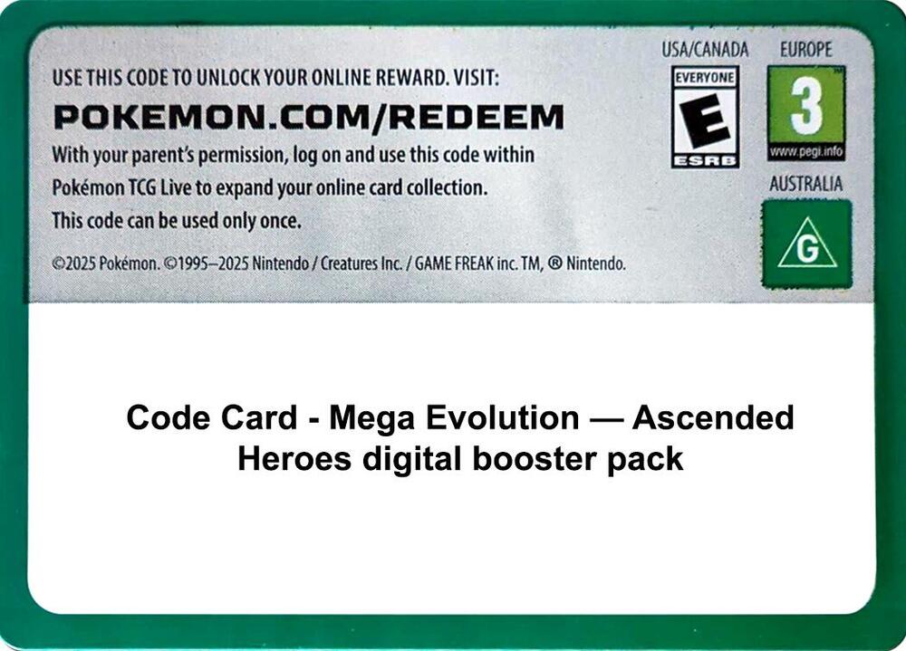 Code Card - Ascended Heroes Booster Pack, ME: Ascended Heroes P677186