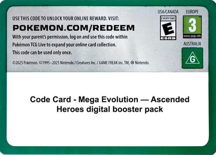 Code Card - Ascended Heroes Booster Pack, ME: Ascended Heroes P677186
