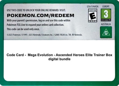 Code Card - Ascended Heroes Elite Trainer Box digital bundle, ME: Ascended Heroes P681582