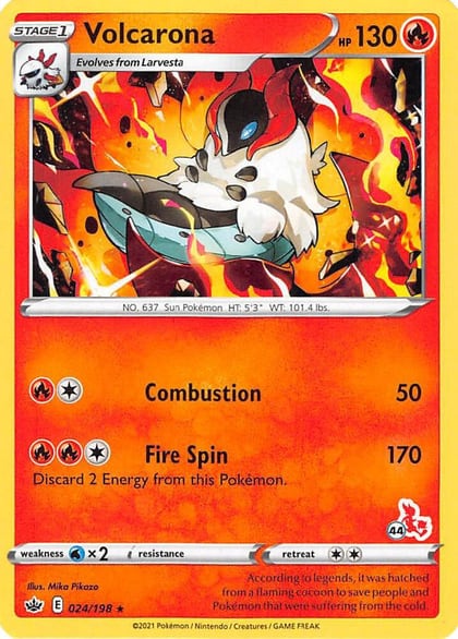 Volcarona - 024/198 (#44 Cinderace Stamped), Battle Academy 2022 024/198