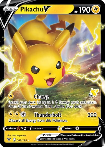 Pikachu V - 043/185 (#60 Pikachu Stamped), Battle Academy 2022 043/185