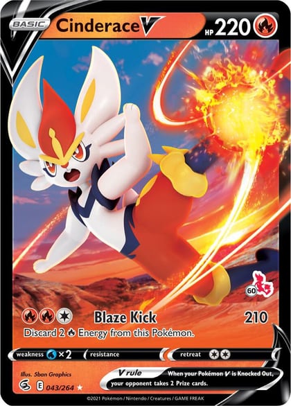 Cinderace V - 043/264 (#60 Cinderace Stamped), Battle Academy 2022 043/264