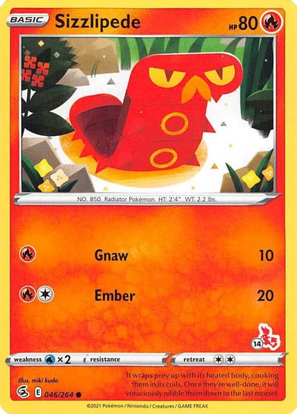 Sizzlipede - 046/264 (#14 Cinderace Stamped), Battle Academy 2022 046/264