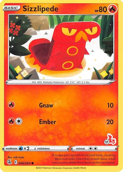 Sizzlipede - 046/264 (#17 Cinderace Stamped), Battle Academy 2022 046/264