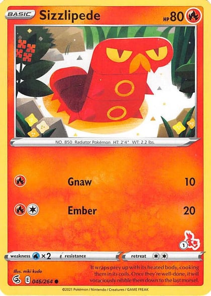 Sizzlipede - 046/264 (#1 Cinderace Stamped), Battle Academy 2022 046/264