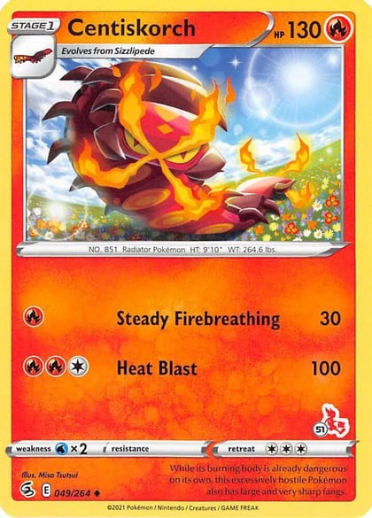 Centiskorch - 049/264 (#51 Cinderace Stamped), Battle Academy 2022 049/264